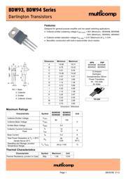 BDW93B datasheet pdf 1 page