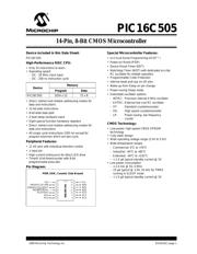 PIC16C505-04/P datasheet pdf 1 page